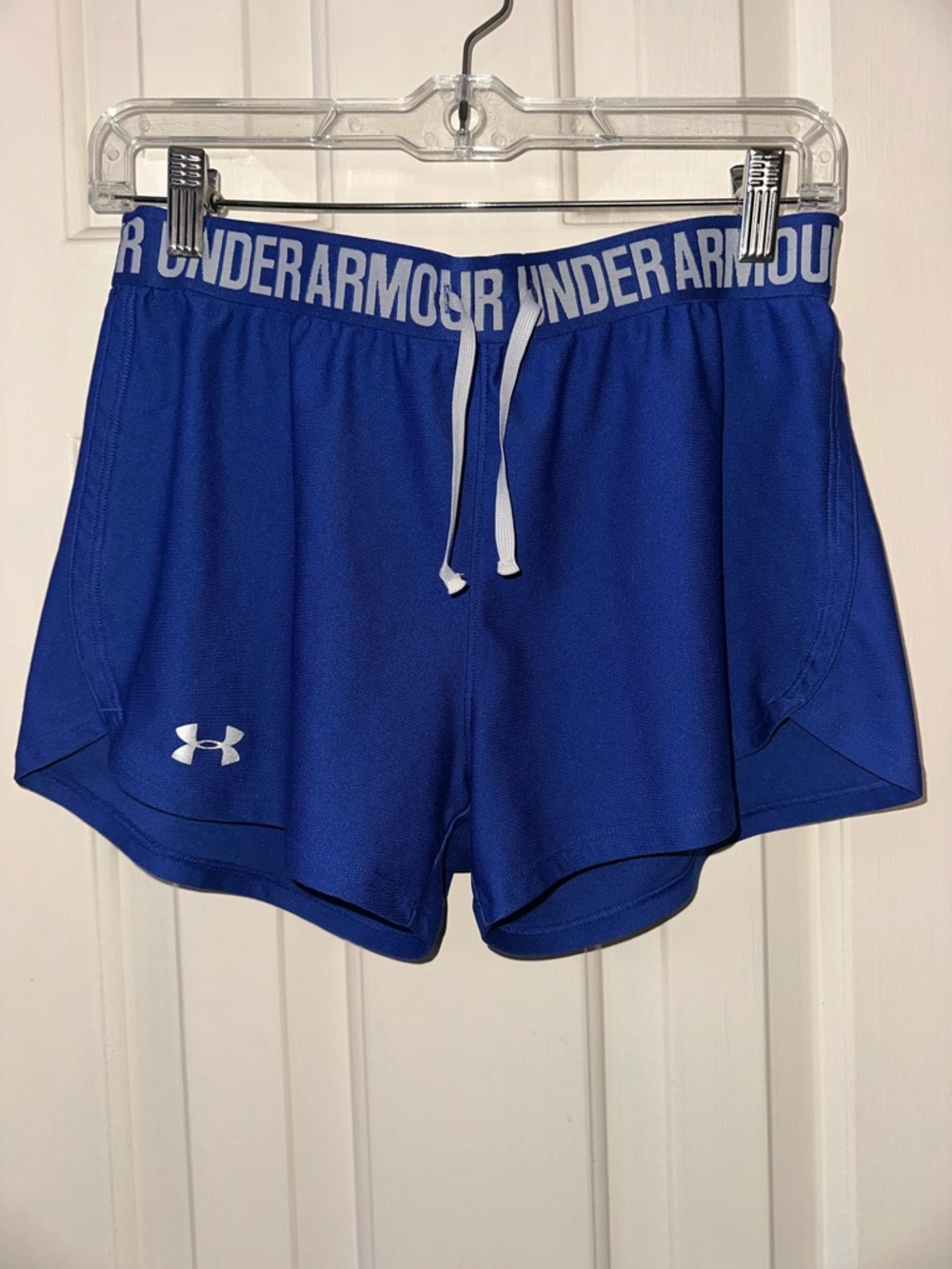 Under Armour Women's Royal Blue Athletic Shorts with Logo Waistband